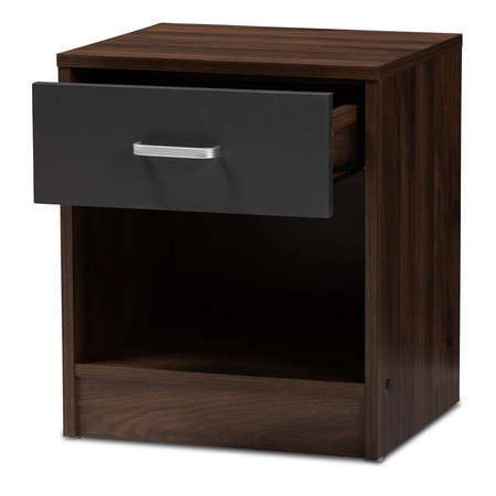 Baxton Studio Hansel Modern 1-Drawer Dark Brown and Dark Grey Finished Nightstand 147-8258